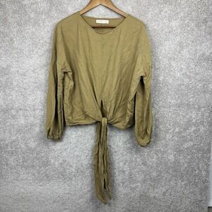 Hackwith Design House Brown Tie Front Blouse Top Shirt Size M/L‎